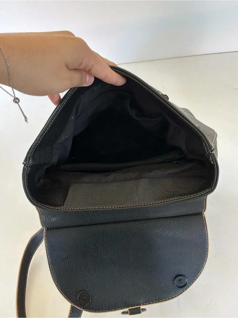Darcy Marks London Black Faux Leather Satchel Shoulder Bag